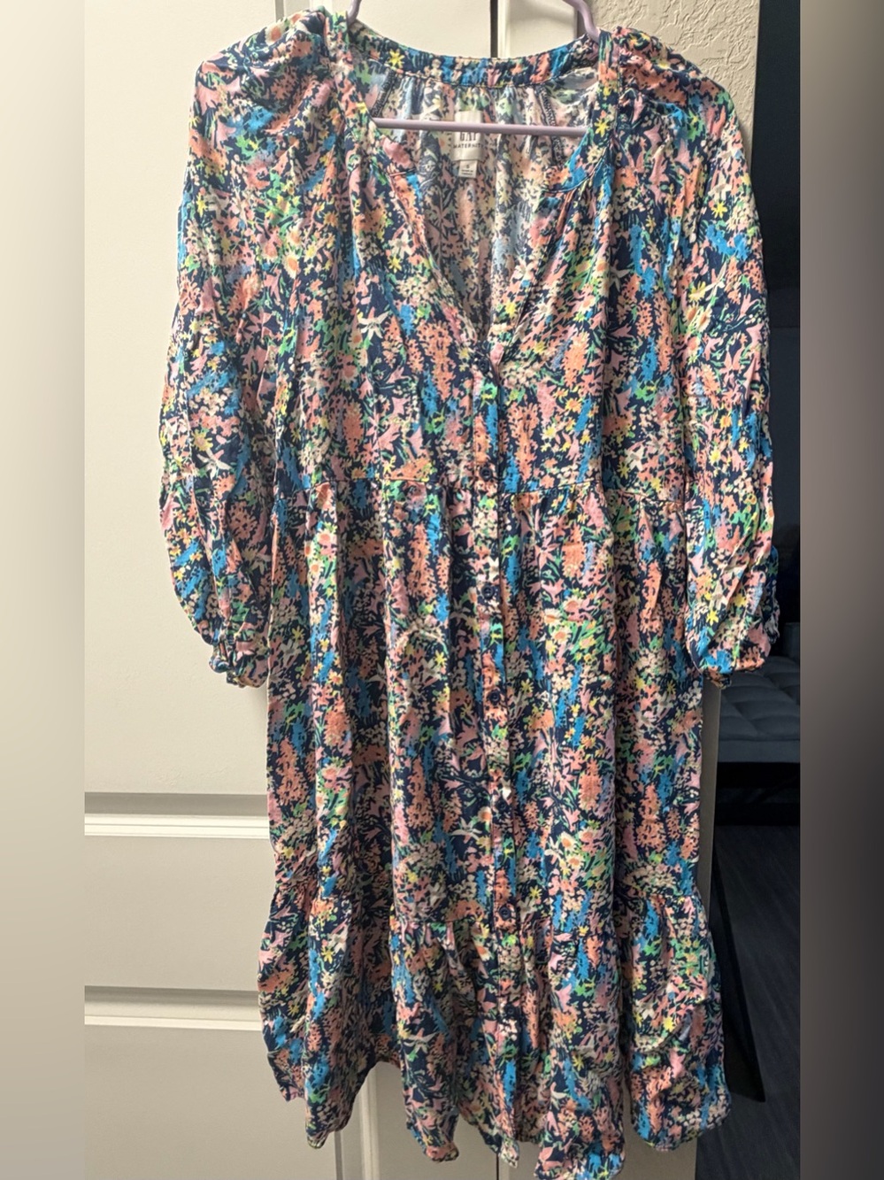 GAP Maternity Floral Button-Front Midi Dress - S